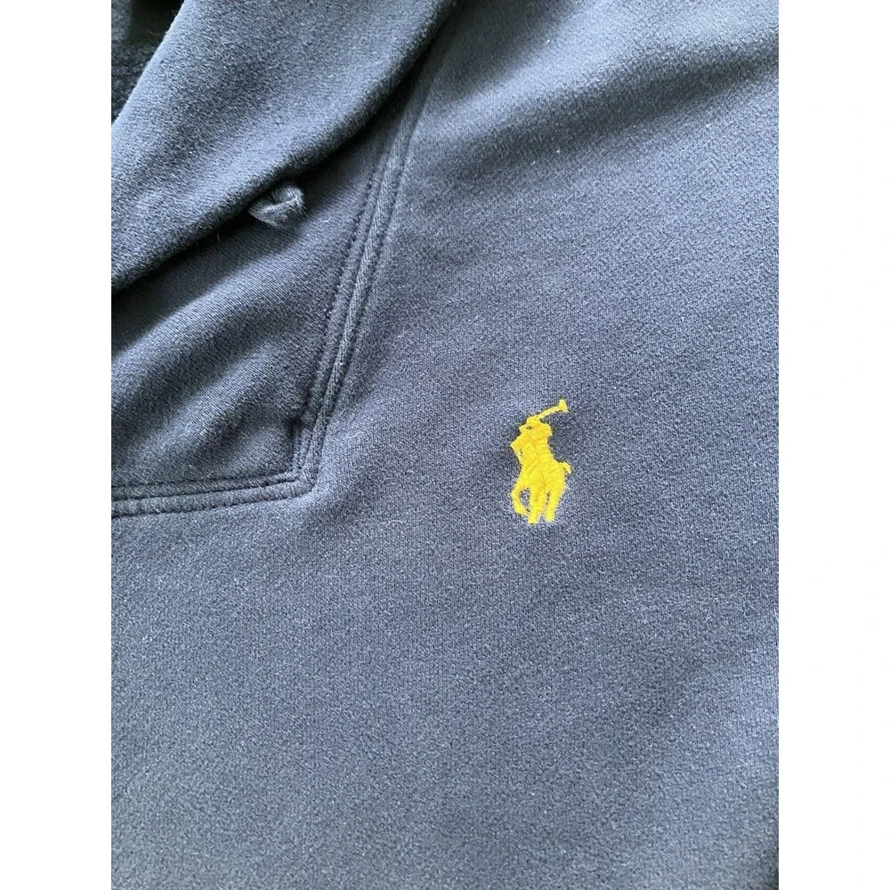 Polo Ralph Lauren Men’s Navy Blue Shawl Collar Sweatshirt - Yellow Pony Sz Small